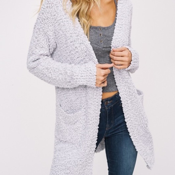 grey popcorn cardigan